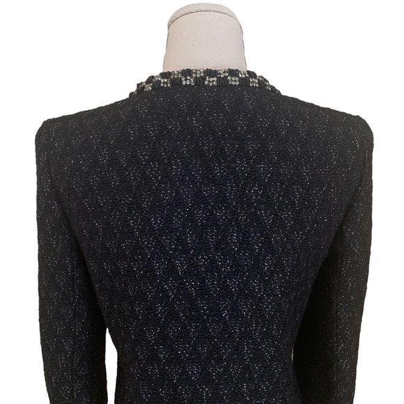 Alice + Olivia Rhinestone Bead Embellished Tweed Evening Party Blazer Jacket - Picture 5 of 12